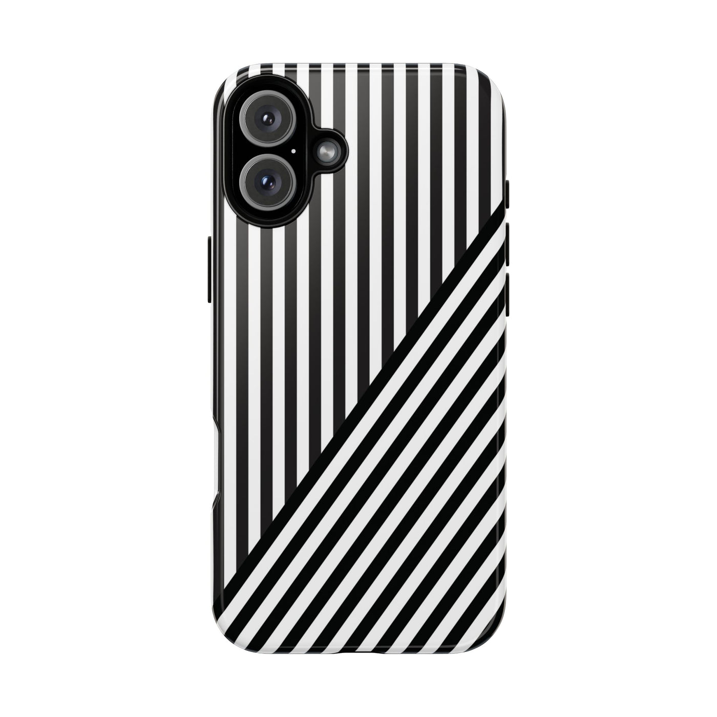 Aesthetic Tough Black White Stripes Phone Case - For iPhone 17 Pro Max iPhone 16 Pro iPhone 15 Iphone 14 Plus 13 Pro 12 11 10 XR - Studio40ParkLane
