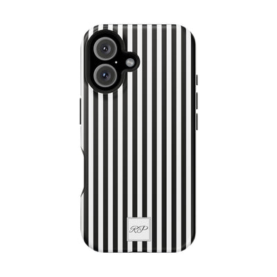 Custom Personalized Black White Striped Magsafe Phone Case for Iphone 17 - | iPhone 16 Pro Max Case | iPhone 15 Case Iphone 14 13 12 11 10 - Studio40ParkLane