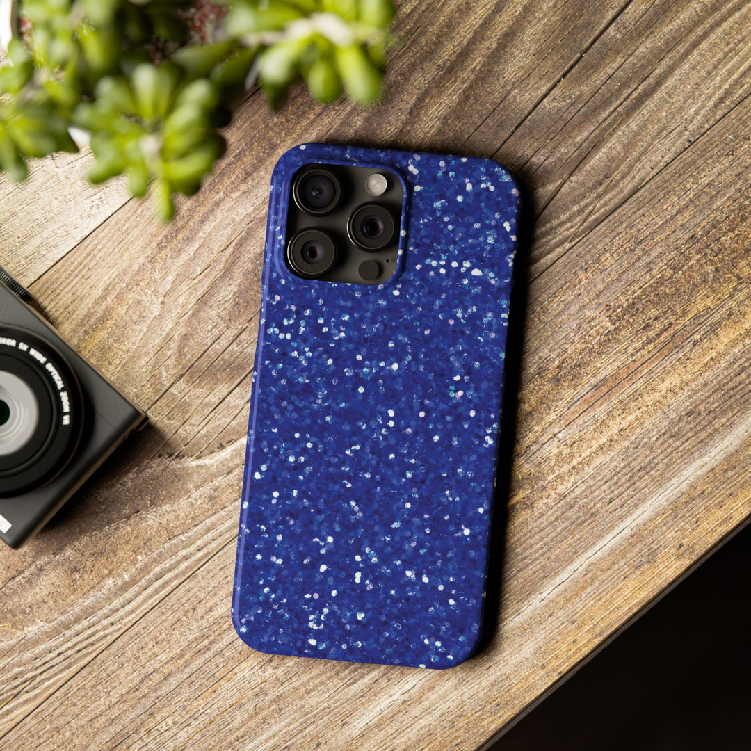 Slim Blue Muted Faux Play on Glitter Effect Cute Phone Cases for Iphone 16 Pro Max | iPhone 15 Case | iPhone 15 Pro Max Case, Iphone 14, Iphone 14 Pro Max, Iphone 13 12 11 8 7 - Studio40ParkLane