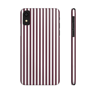 Slim Burgundy Wine Striped Cute Phone Case for Iphone 16 - | iPhone 15 Pro Max Case | iPhone 14 Case Iphone 13 12 11 10 9 8 7 Gift for Her - Studio40ParkLane