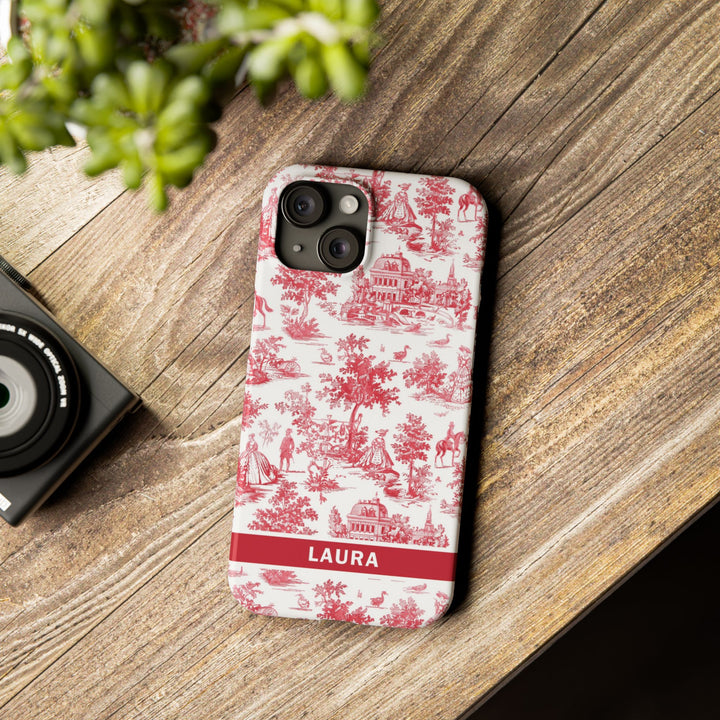 Slim French Toile Personalized Initial Custom Gift for Her Cute Phone Cases for Iphone 16 Pro Max | iPhone 15 Case | iPhone 15 Pro Max Case, Iphone 14, 13, 12, 11, 10, 8, 7 - Studio40ParkLane