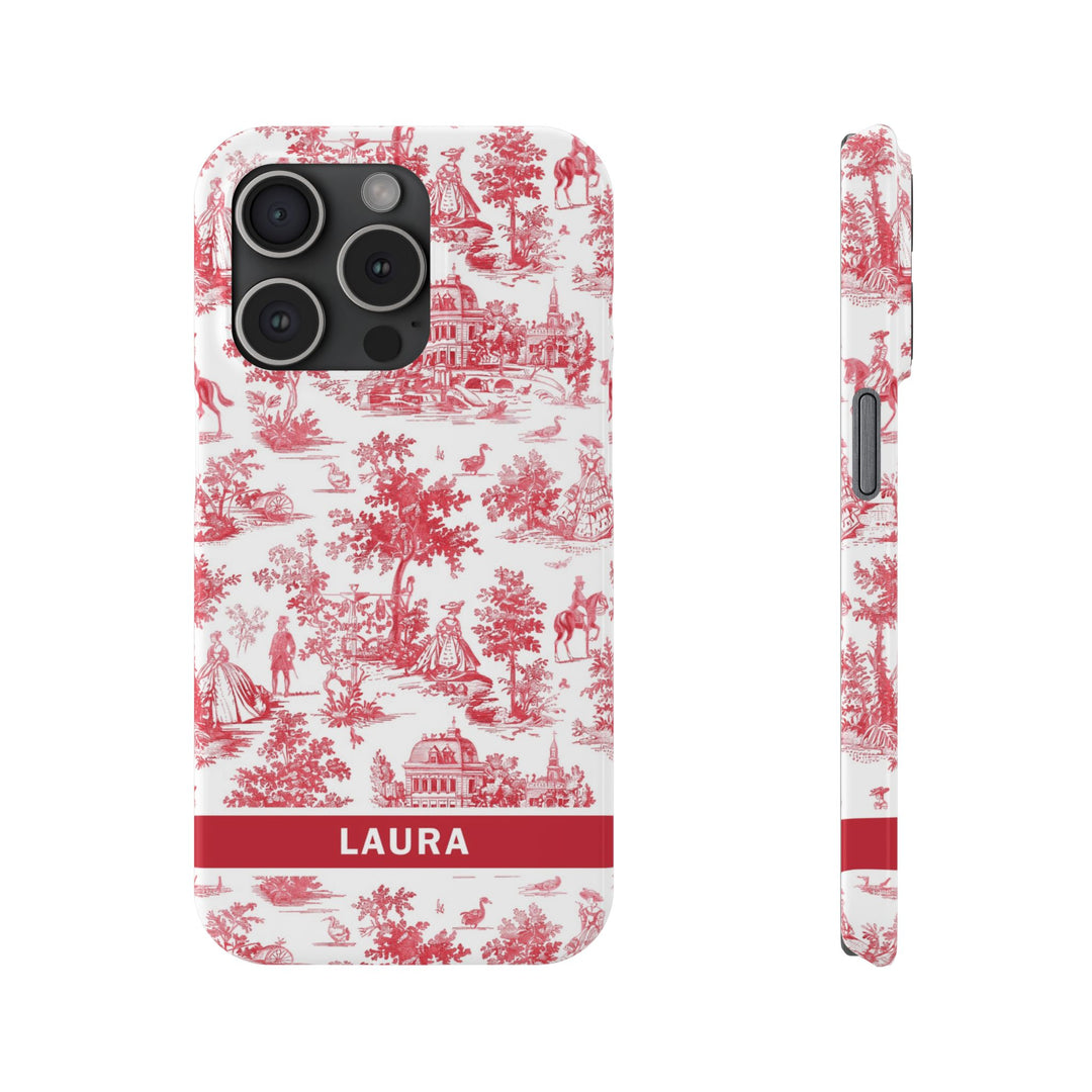 Slim French Toile Personalized Initial Custom Gift for Her Cute Phone Cases for Iphone 16 Pro Max | iPhone 15 Case | iPhone 15 Pro Max Case, Iphone 14, 13, 12, 11, 10, 8, 7 - Studio40ParkLane