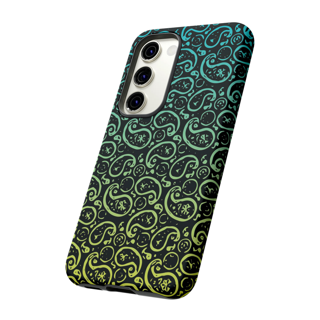 Cute Samsung Phone Case | Aesthetic Samsung Phone Case | Paisley Blue Yellow Black | Galaxy S23, S22, S21, S20 | Luxury Double Layer | Cool - Studio40ParkLane