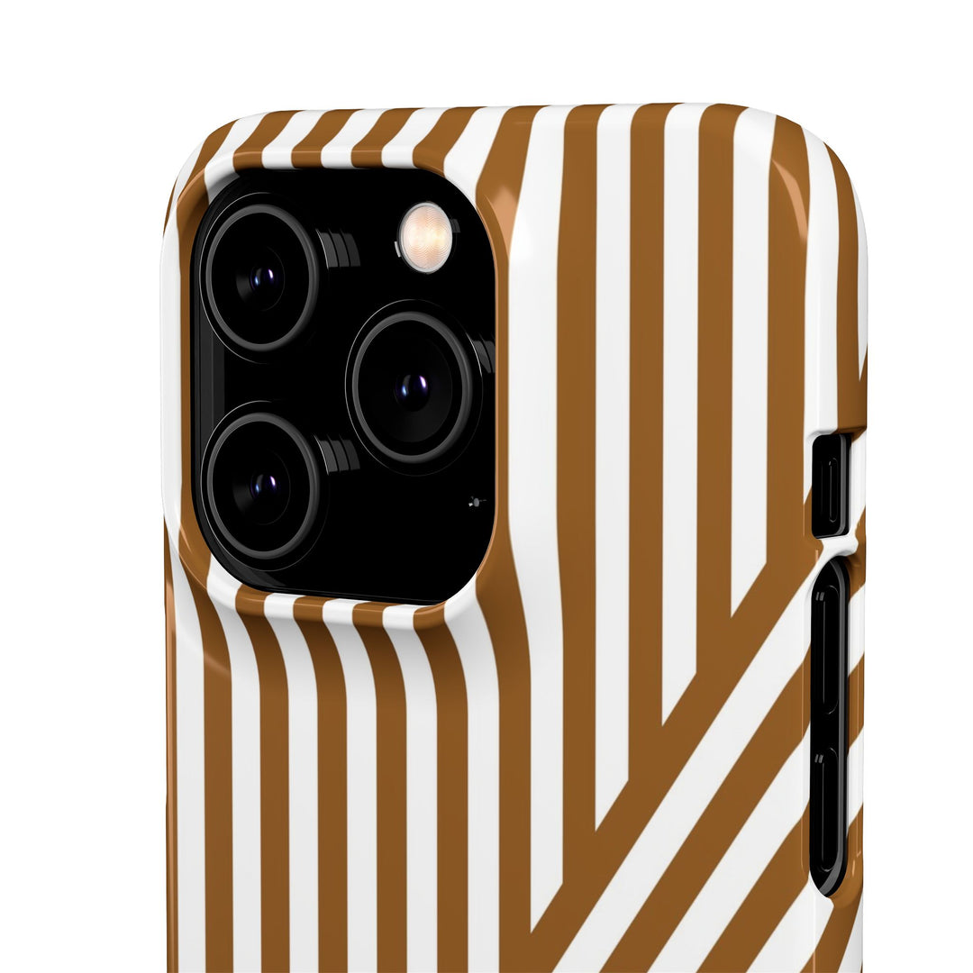 Aesthetic Mocha Brown Stripes Cute Phone Case Sleek Snap - For iPhone 17 Pro Max iPhone 16 Pro iPhone 15 Iphone 14 Plus 13 Pro 12 11 10 Gift - Studio40ParkLane