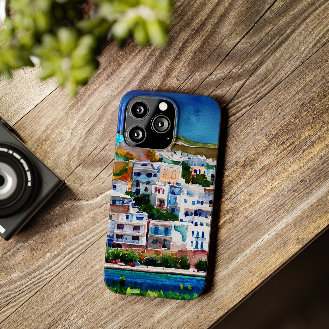Slim Cute Phone Cases for Iphone | iPhone 15 Case | iPhone 15 Pro Max Case, Iphone 14, Iphone 14 Pro Max, Iphone 13, Colorful Greek House Watercolor - Studio40ParkLane