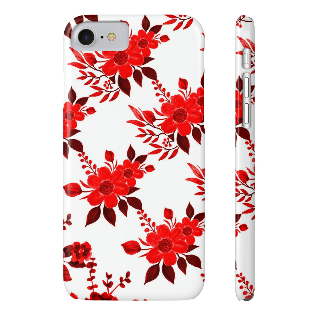 Slim Cute Phone Cases for Iphones - | iPhone 15 Case | iPhone 15 Pro Max Case, Iphone 14 Case, Iphone 14 Pro Max, Iphone 13, Red White Flowers - Studio40ParkLane