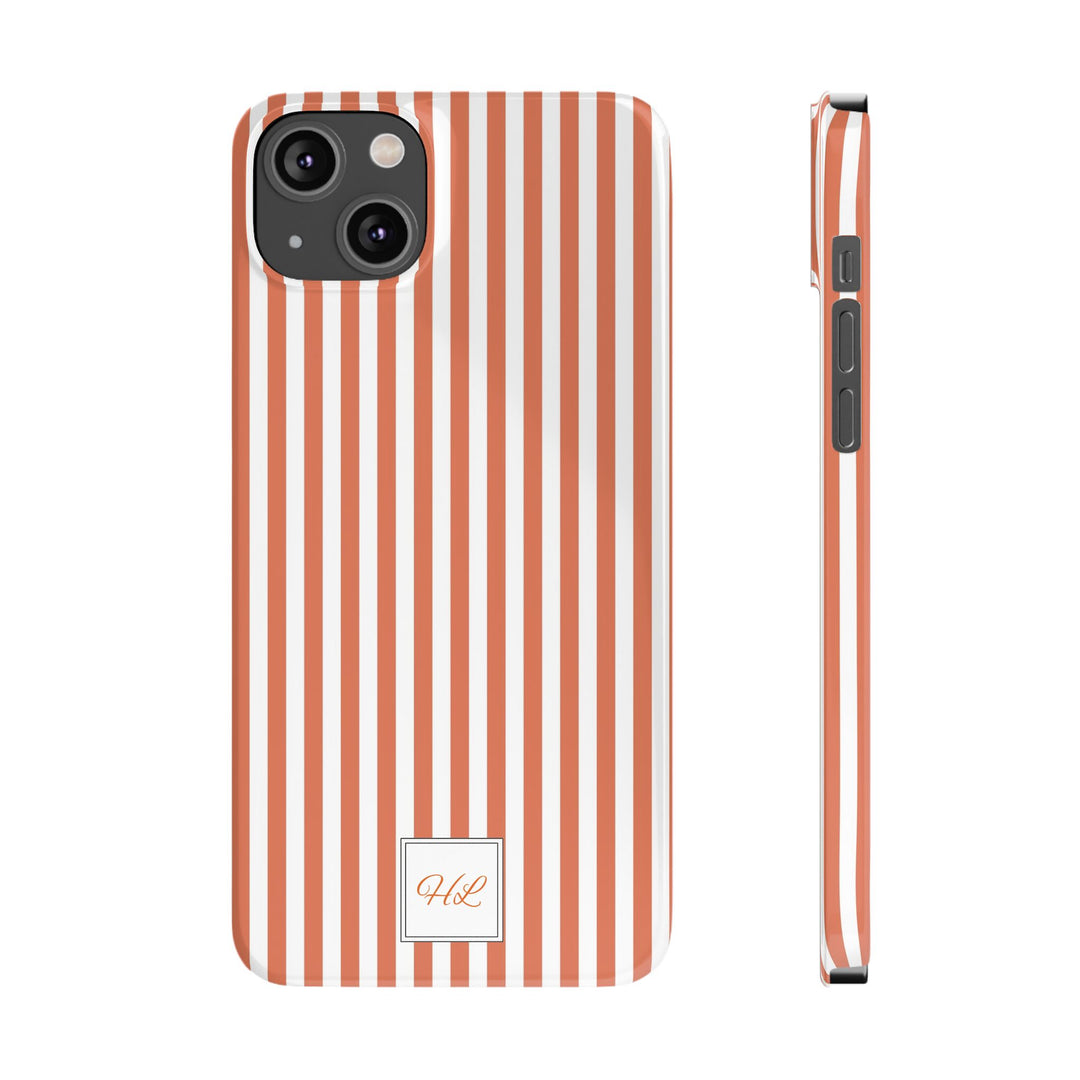 Slim Custom Personalized Winter Peach Striped Phone Case for Iphone 17 - | iPhone 16 Pro Max Case | iPhone 15 Case Iphone 14 13 12 11 10 9 8 - Studio40ParkLane