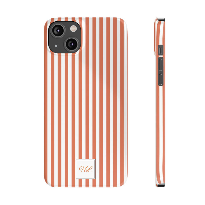 Slim Custom Personalized Winter Peach Striped Phone Case for Iphone 17 - | iPhone 16 Pro Max Case | iPhone 15 Case Iphone 14 13 12 11 10 9 8 - Studio40ParkLane