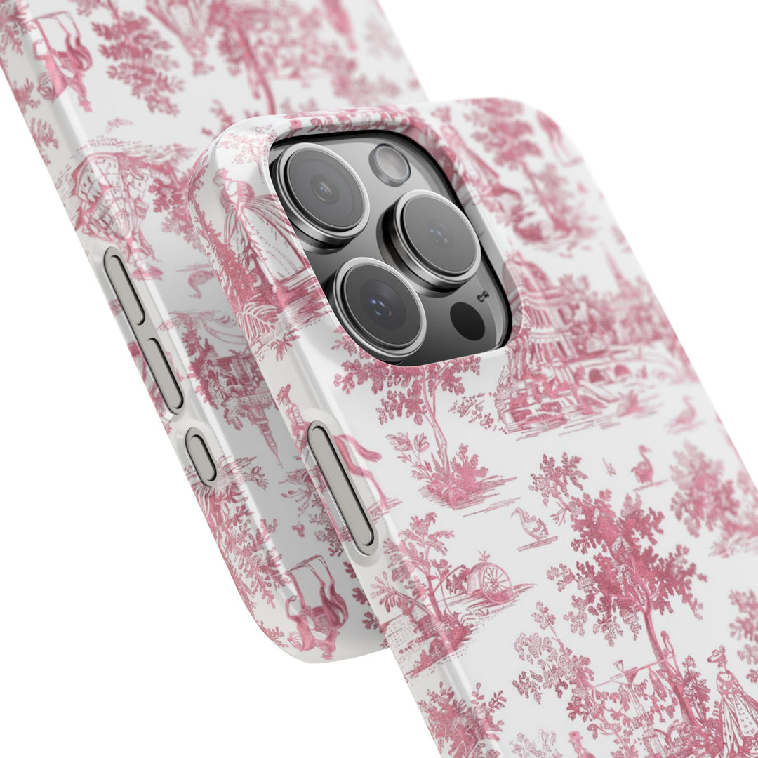 Slim Pink Vintage French Toile Cute Phone Cases for Iphone 16 Pro Max | iPhone 15 Case | iPhone 15 Pro Max Case, Iphone 14, Iphone 14 Pro Max, Iphone 13 12 11 8 7 - Studio40ParkLane