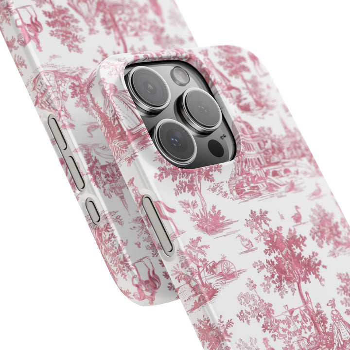 Slim Pink Vintage French Toile Cute Phone Cases for Iphone 16 Pro Max | iPhone 15 Case | iPhone 15 Pro Max Case, Iphone 14, Iphone 14 Pro Max, Iphone 13 12 11 8 7 - Studio40ParkLane