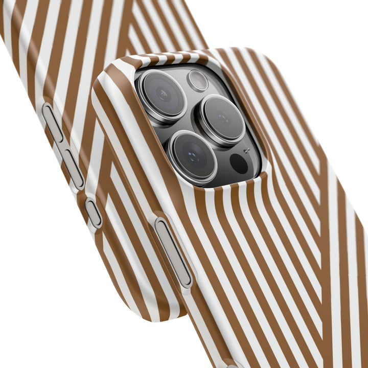 Aesthetic Mocha Brown Stripes Cute Phone Case Sleek Snap - For iPhone 17 Pro Max iPhone 16 Pro iPhone 15 Iphone 14 Plus 13 Pro 12 11 10 Gift - Studio40ParkLane