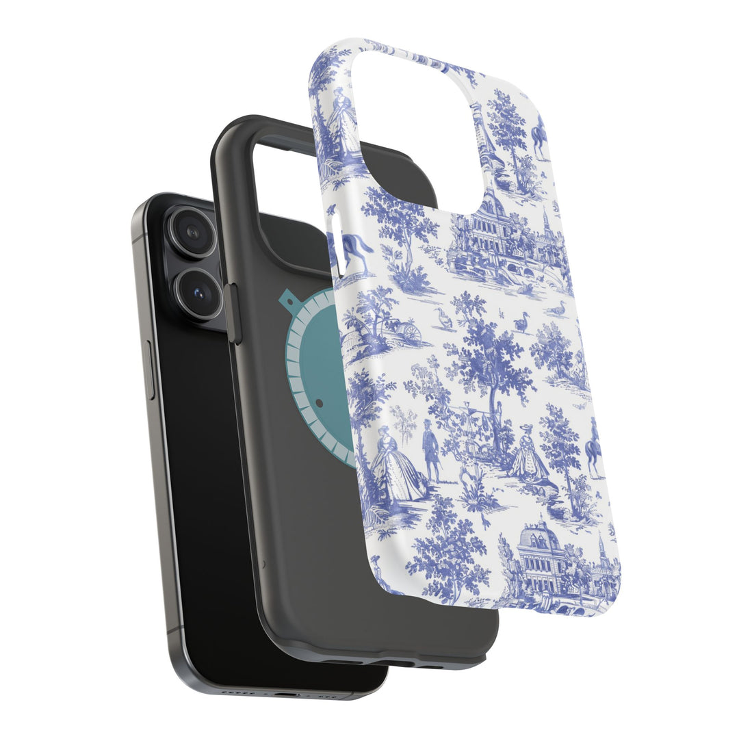 Blue Toile Magnetic Impact-Resistant Cute Phone Case for Iphone 16, iPhone 15 Pro Max Plus 14, 13, 12, 11 Gift for her - Studio40ParkLane