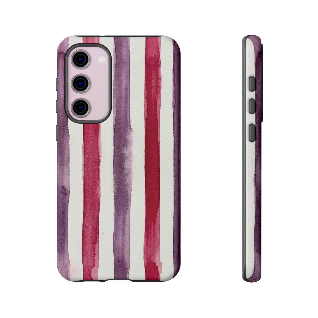 Tough Cute Wine Red Purple Stripes Phone Case, for IPhone 17 Pro Max | Iphone 17 Air, Iphone 16, IPhone 15, 14 13 12, Samsung Galaxy S26, S25, S24, S23 - Studio40ParkLane