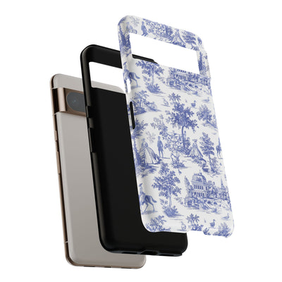 Premium Tough Blue French Toile Gift for Her Cute Phone Cases for Samsung and Iphone, 16, 15, 14, S24, S23, S22, S21, S20, Plus, Ultra, Pro