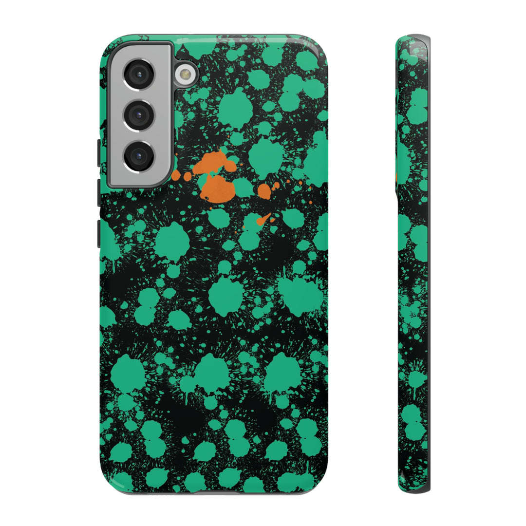 Cute Samsung Phone Case | Aesthetic Samsung Phone Case | Paint Splash Green Orange | Galaxy S23, S22, S21, S20 | Luxury Double Layer | Cool - Studio40ParkLane