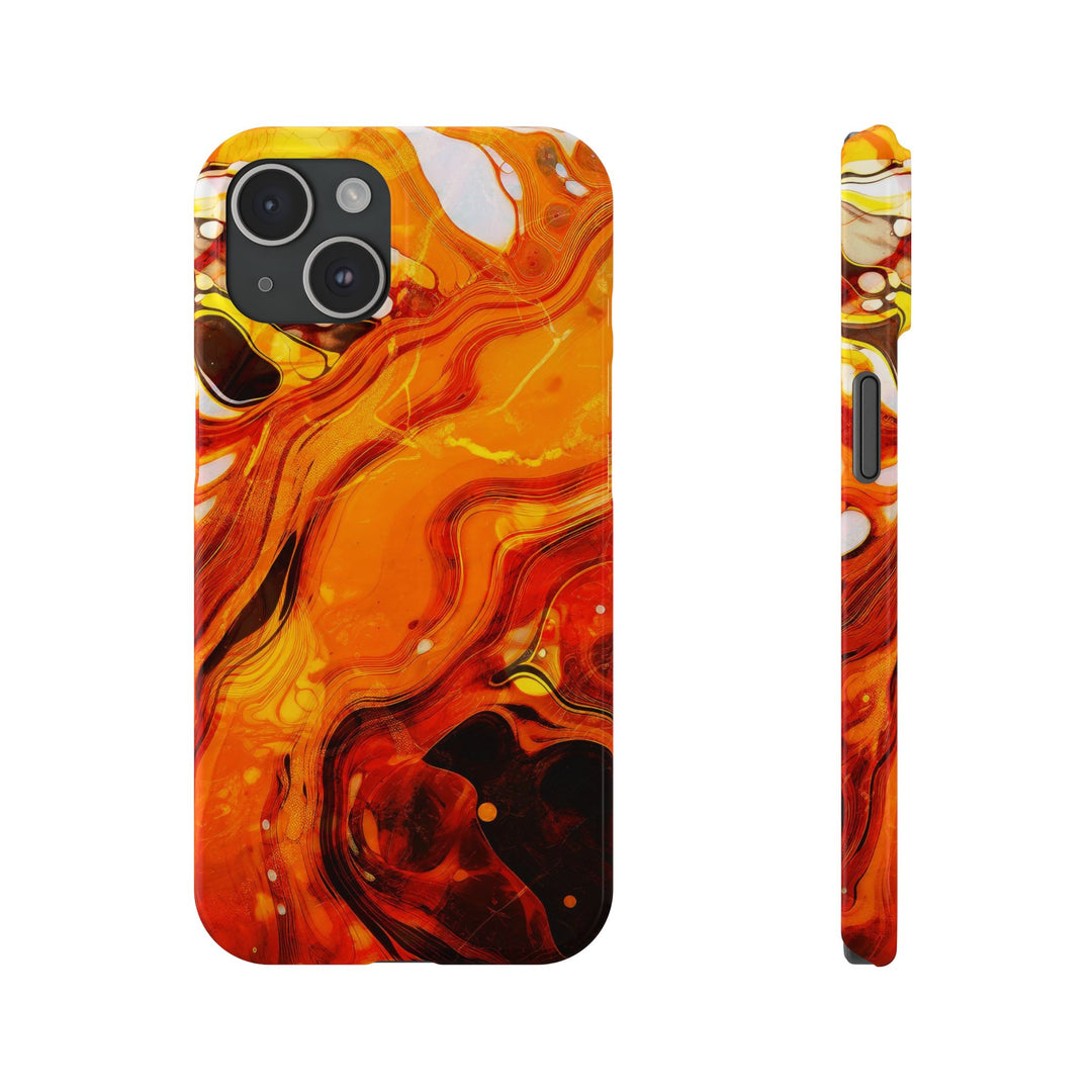 Slim Cute Phone Cases for Iphone - | iPhone 15 Case | iPhone 15 Pro Max Case, Iphone 14 Case, Iphone 14 Pro Max, Iphone 13, Marble Orange Yellow - Studio40ParkLane