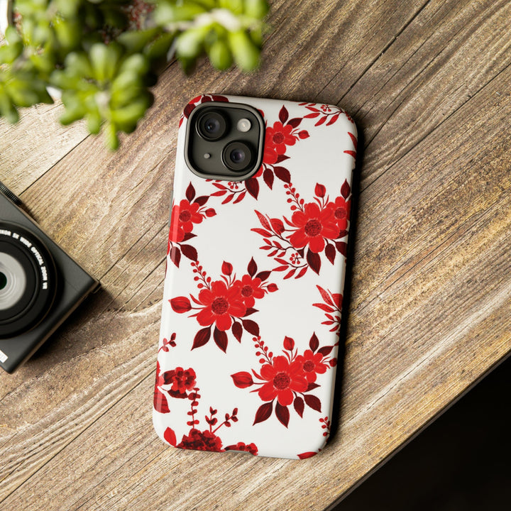 Cute IPhone Case | Red White Flowers, iPhone 15 Case | iPhone 15 Pro Case, Iphone 14 Case, Iphone 14 Pro Max Case, Protective Iphone Case - Studio40ParkLane