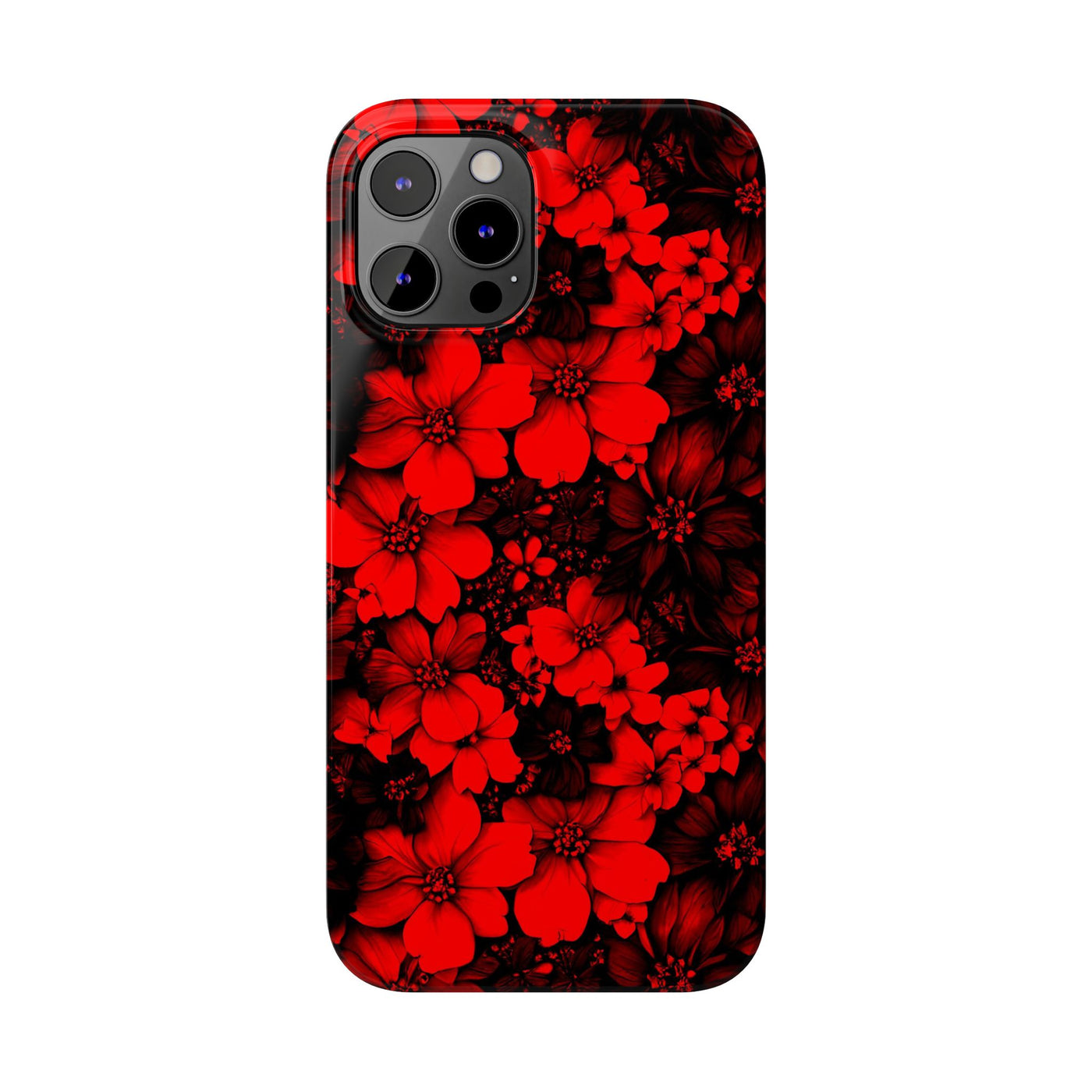 Slim Cute Phone Cases for Iphone - | iPhone 15 Case | iPhone 15 Pro Max Case, Iphone 14 Case, Iphone 14 Pro Max, Iphone 13, Red Black Flowers