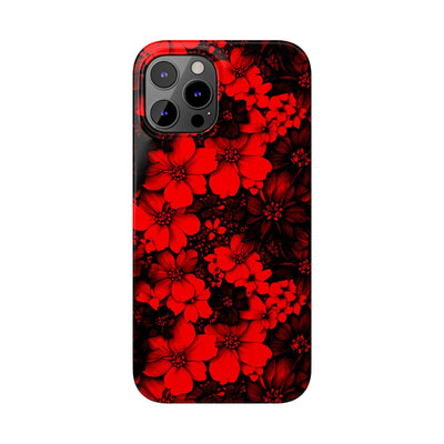 Slim Cute iPhone Cases - | iPhone 15 Case | iPhone 15 Pro Max Case, Iphone 14 Case, Iphone 14 Pro Max, Iphone 13, Red Black Flowers