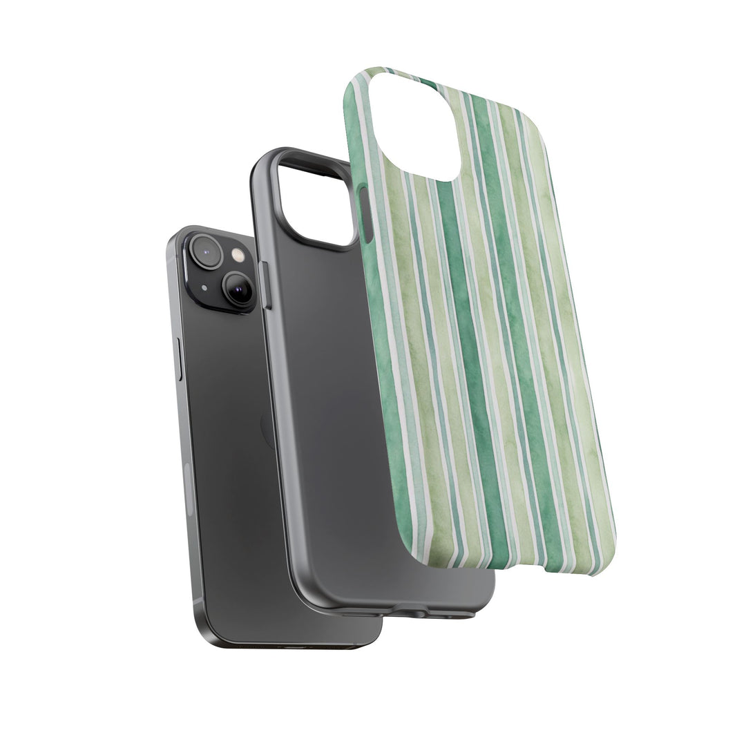 Aesthetic Tough Green Watercolor Stripes Premium Phone Case - For iPhone 17 Pro Max iPhone 16 Pro iPhone 15 Iphone 14 Plus 13 Pro 12 11 10 - Studio40ParkLane