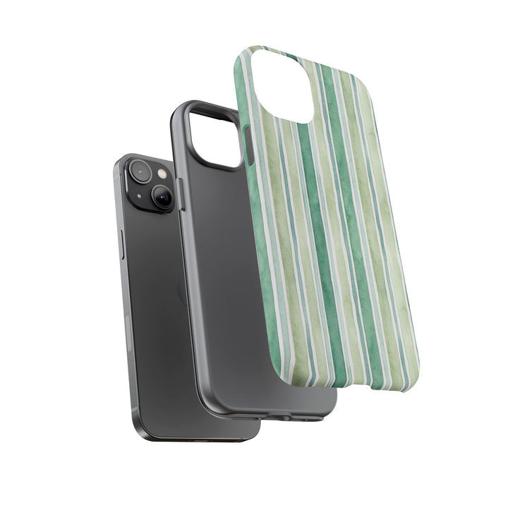 Aesthetic Tough Green Watercolor Stripes Premium Phone Case - For iPhone 17 Pro Max iPhone 16 Pro iPhone 15 Iphone 14 Plus 13 Pro 12 11 10 - Studio40ParkLane
