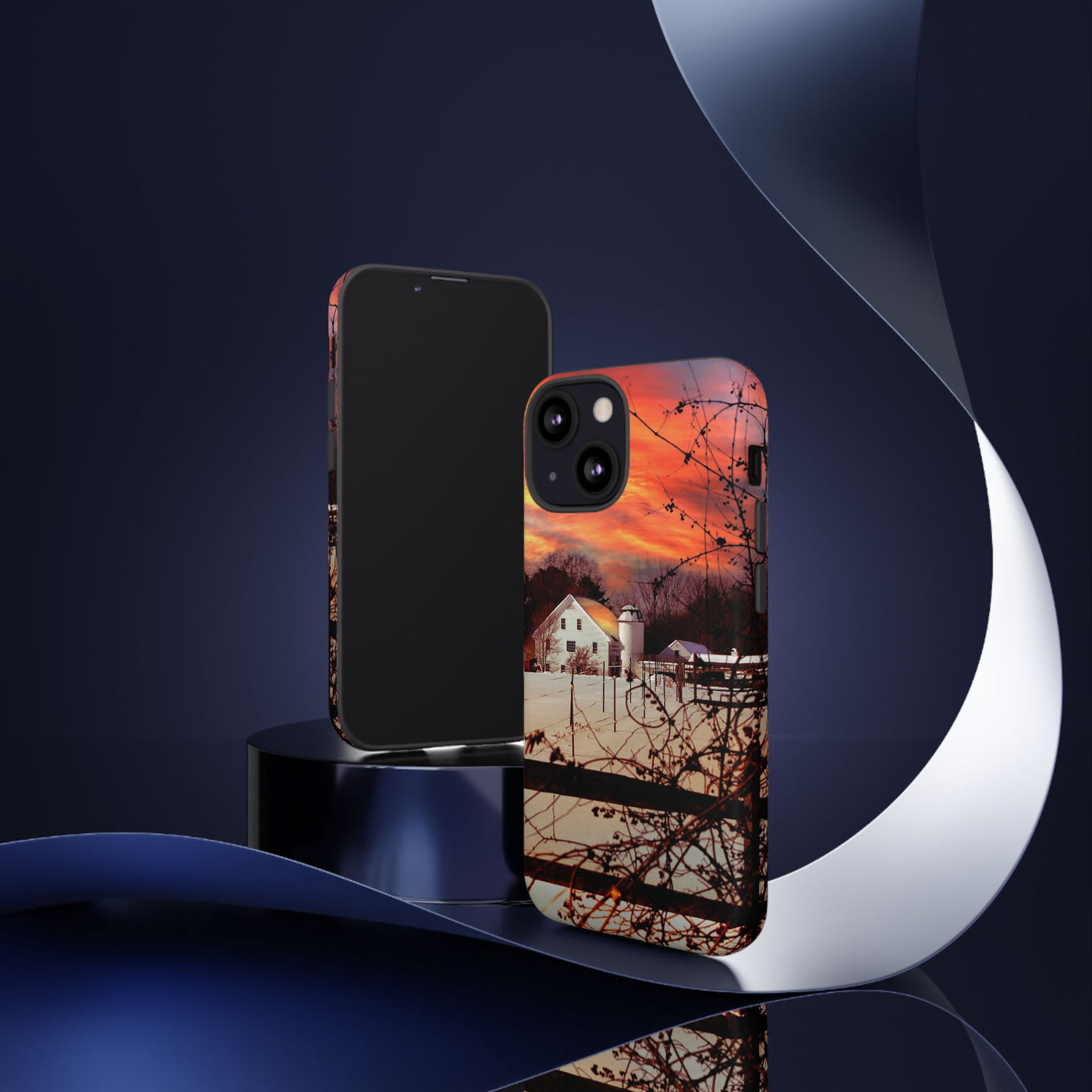 Impact Resistant, Winter Sunset Cute Phone Cases for Samsung S24, S23, S22, S21, IPhone 15 pro Iphone 14 pro Iphone 13 IPhone 12 Iphone 11