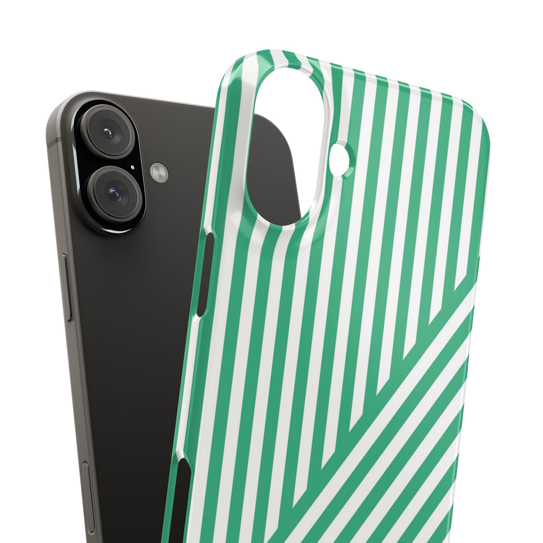 Aesthetic Emerald Stripes Cute Phone Case Sleek Snap - For iPhone 17 Pro Max iPhone 16 Pro iPhone 15 Iphone 14 Plus 13 Pro 12 11 10 Gift