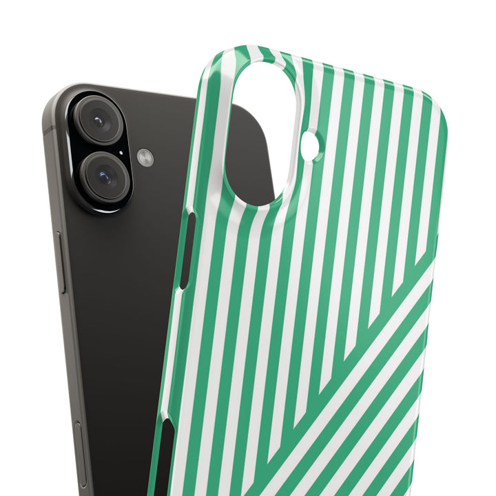 Aesthetic Emerald Stripes Cute Phone Case Sleek Snap - For iPhone 17 Pro Max iPhone 16 Pro iPhone 15 Iphone 14 Plus 13 Pro 12 11 10 Gift