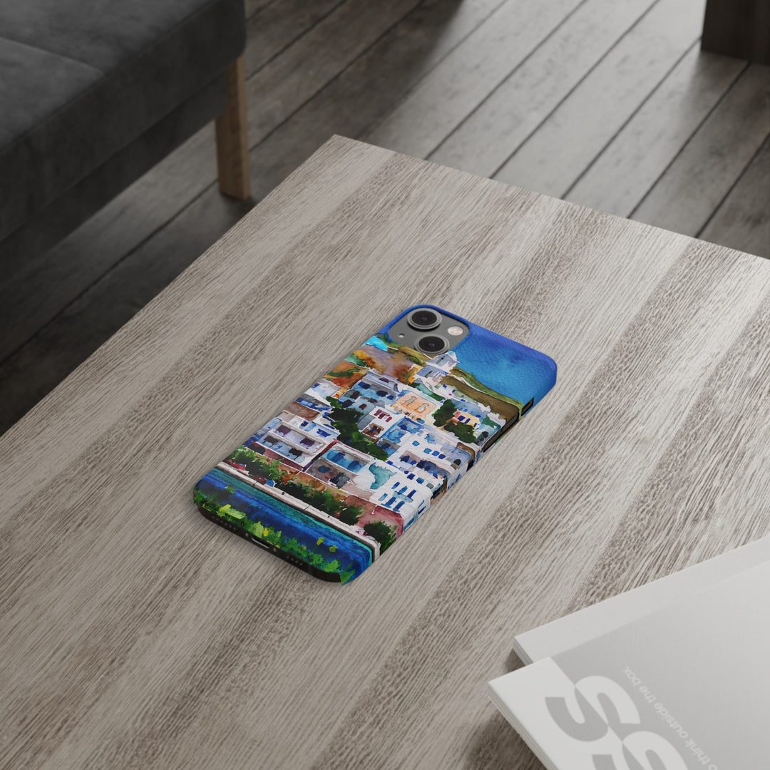 Slim Cute Phone Cases for Iphone | iPhone 15 Case | iPhone 15 Pro Max Case, Iphone 14, Iphone 14 Pro Max, Iphone 13, Colorful Greek House Watercolor - Studio40ParkLane