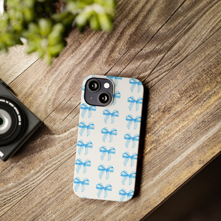 Slim Blue Bows Cute Phone Cases for Iphone 16 Pro Max | iPhone 15 Case | iPhone 15 Pro Max Case, Iphone 14, Iphone 14 Pro Max, Iphone 13 12 11 8 7 - Studio40ParkLane