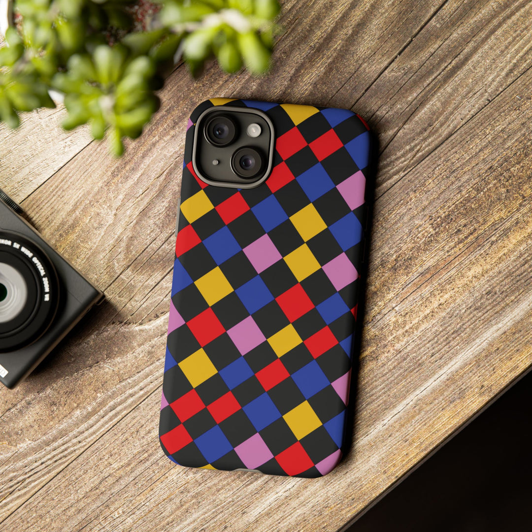 Aesthetic Tough Colorful Checkerboard Phone Case Premium - For iPhone 17 Pro Max iPhone 16 Pro iPhone 15 Iphone 14 Plus 13 Pro 12 11 10 XR - Studio40ParkLane