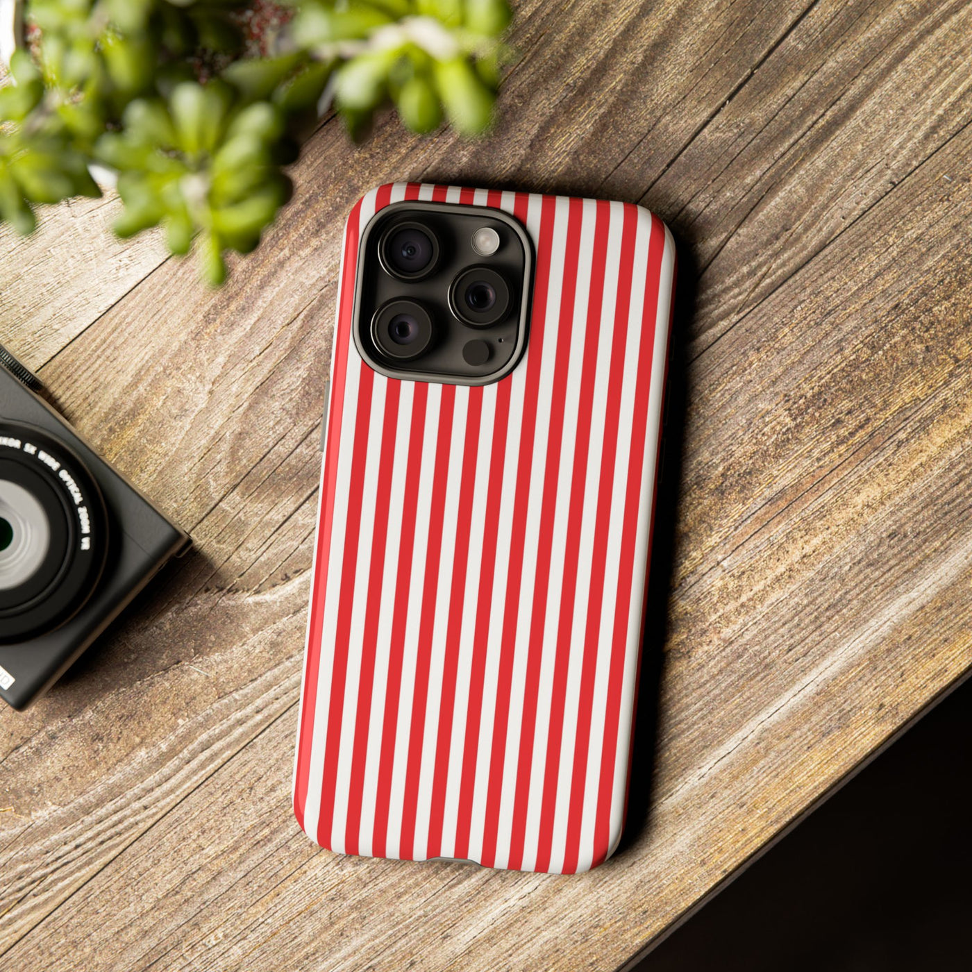 Tough Premium Poppy Red Stripes Phone Case Gift for Her - For Apple iPhone 16 Pro Max 16e iPhone 15 Pro iPhone Iphone 14 Plus 13 Pro 12 SE XR - Studio40ParkLane