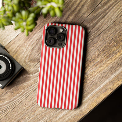 Tough Premium Poppy Red Stripes Phone Case Gift for Her - For Apple iPhone 16 Pro Max 16e iPhone 15 Pro iPhone Iphone 14 Plus 13 Pro 12 SE XR - Studio40ParkLane
