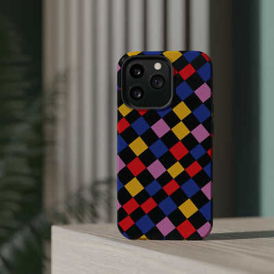 Aesthetic Colorful Checkerboard Tough Magsafe Phone Case - For iPhone 17 Pro Max iPhone 16 Pro iPhone 15 Iphone 14 Plus 13 Pro 12 11 Gift - Studio40ParkLane