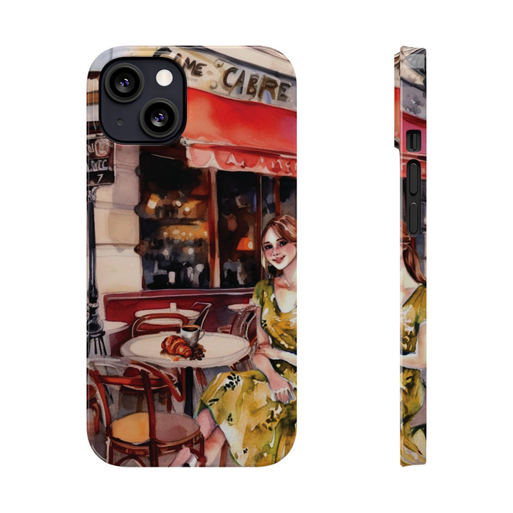 Slim Cute Phone Cases for Iphone - | iPhone 15 Case | iPhone 15 Pro Max Case, Iphone 14 Case, Iphone 14 Pro Max, Iphone 13, Paris Cafe Coffee Croissant - Studio40ParkLane