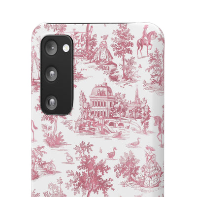 Snap Pink Vintage French Toile Cute Phone Cases for Samsung Galaxy S24, S23, S22, S21, S20, Plus, Ultra, Iphone 16, 15, 14, Pro and Max