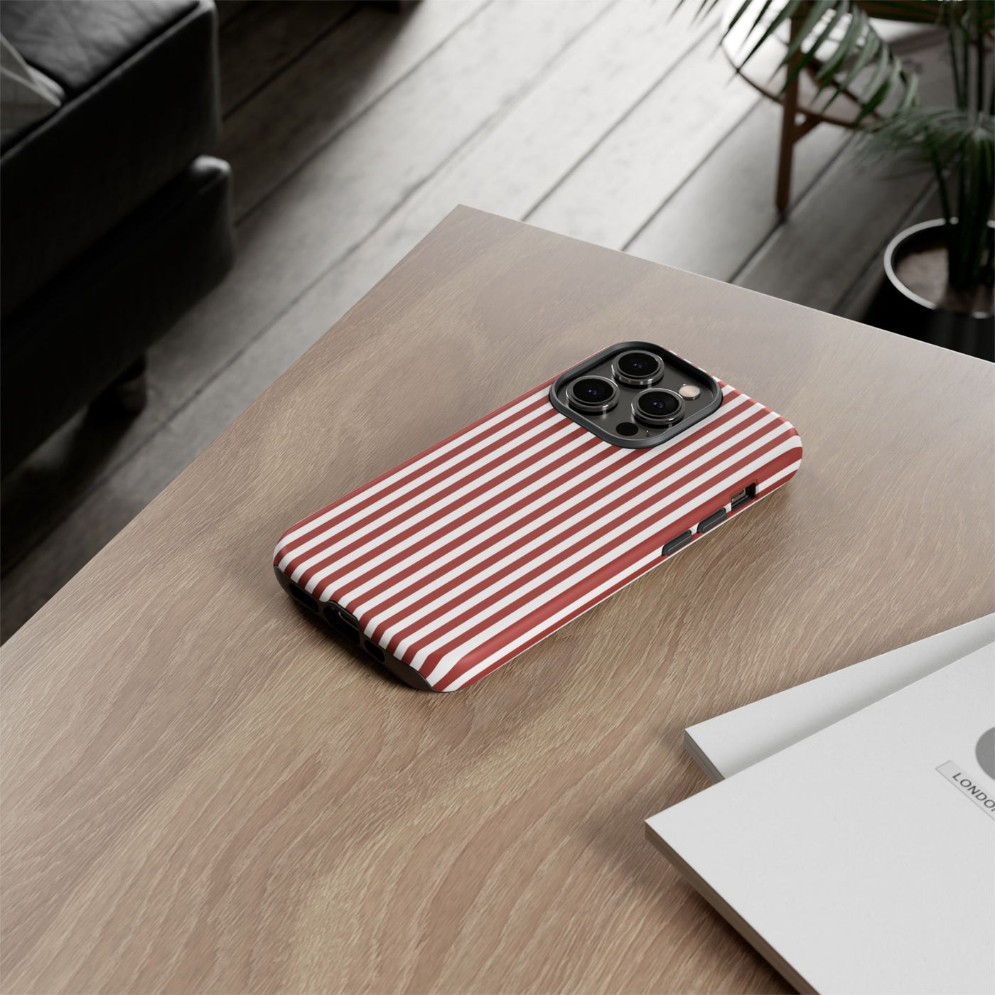 Tough Premium Red Stripes Phone Case Gift for Her - For Apple iPhone 16 Pro Max 16e iPhone 15 Pro iPhone Iphone 14 Plus 13 Pro 12 SE XR - Studio40ParkLane