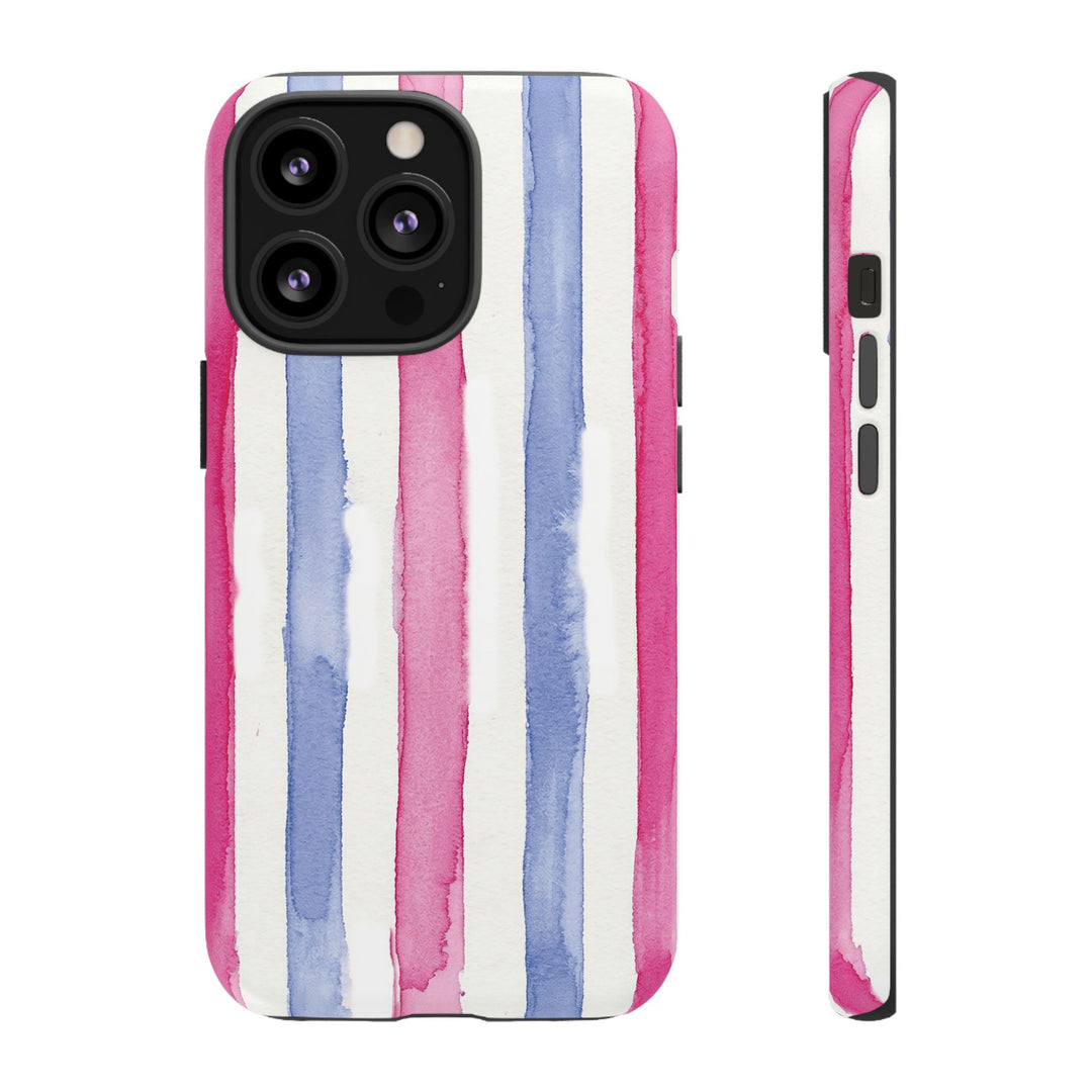 Tough Cute Pink Blue Stripes Phone Case, for IPhone 17 Pro Max | Iphone 17 Air, Iphone 16, IPhone 15, 14 13 12, Samsung Galaxy S26, S25, S24, S23 - Studio40ParkLane