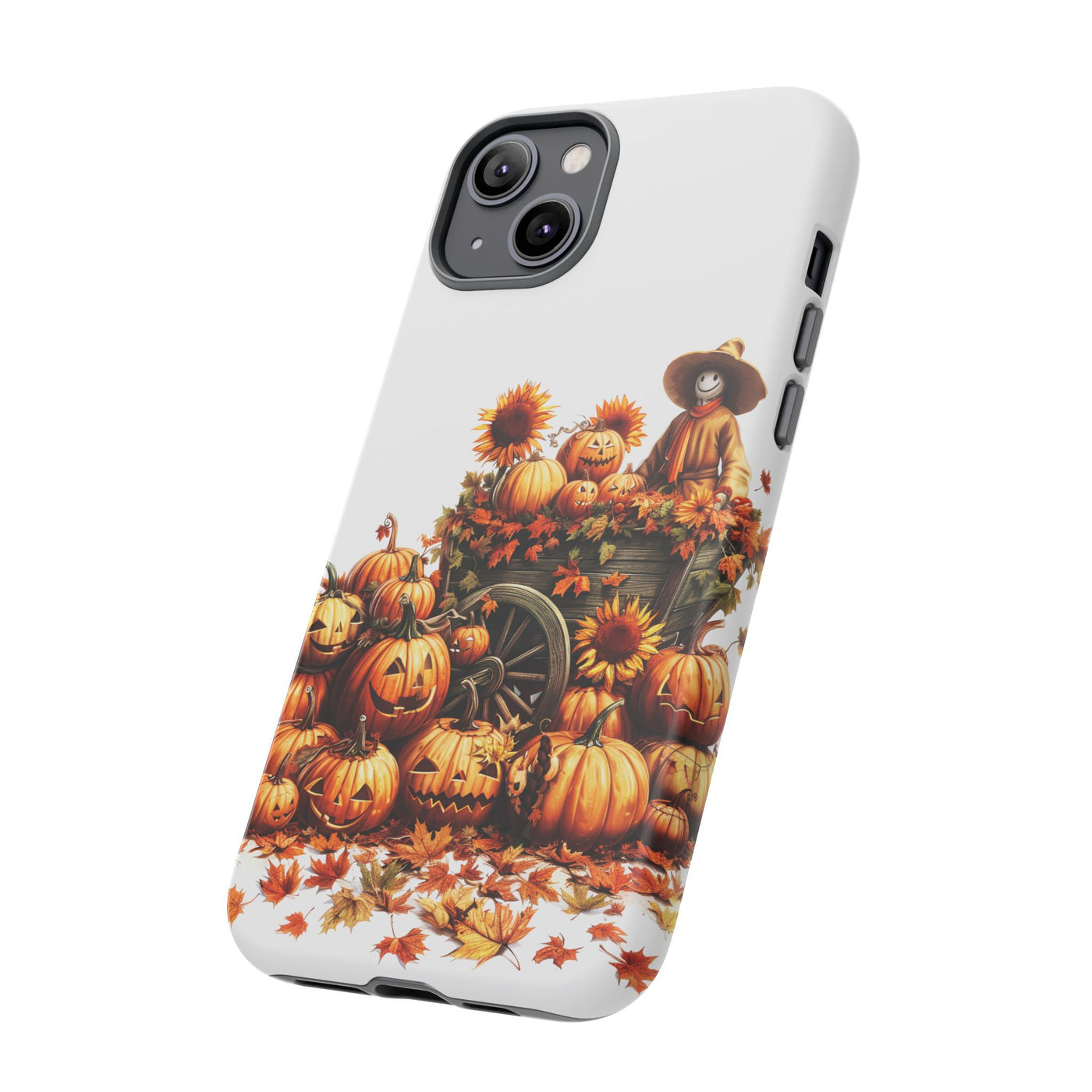 Impact Resistant, Fall Leaves Scarecrow, Cute Phone Cases for Samsung S24, S23, S22, S21, IPhone 15 pro Iphone 14 pro Iphone 13 IPhone 12 Iphone 11