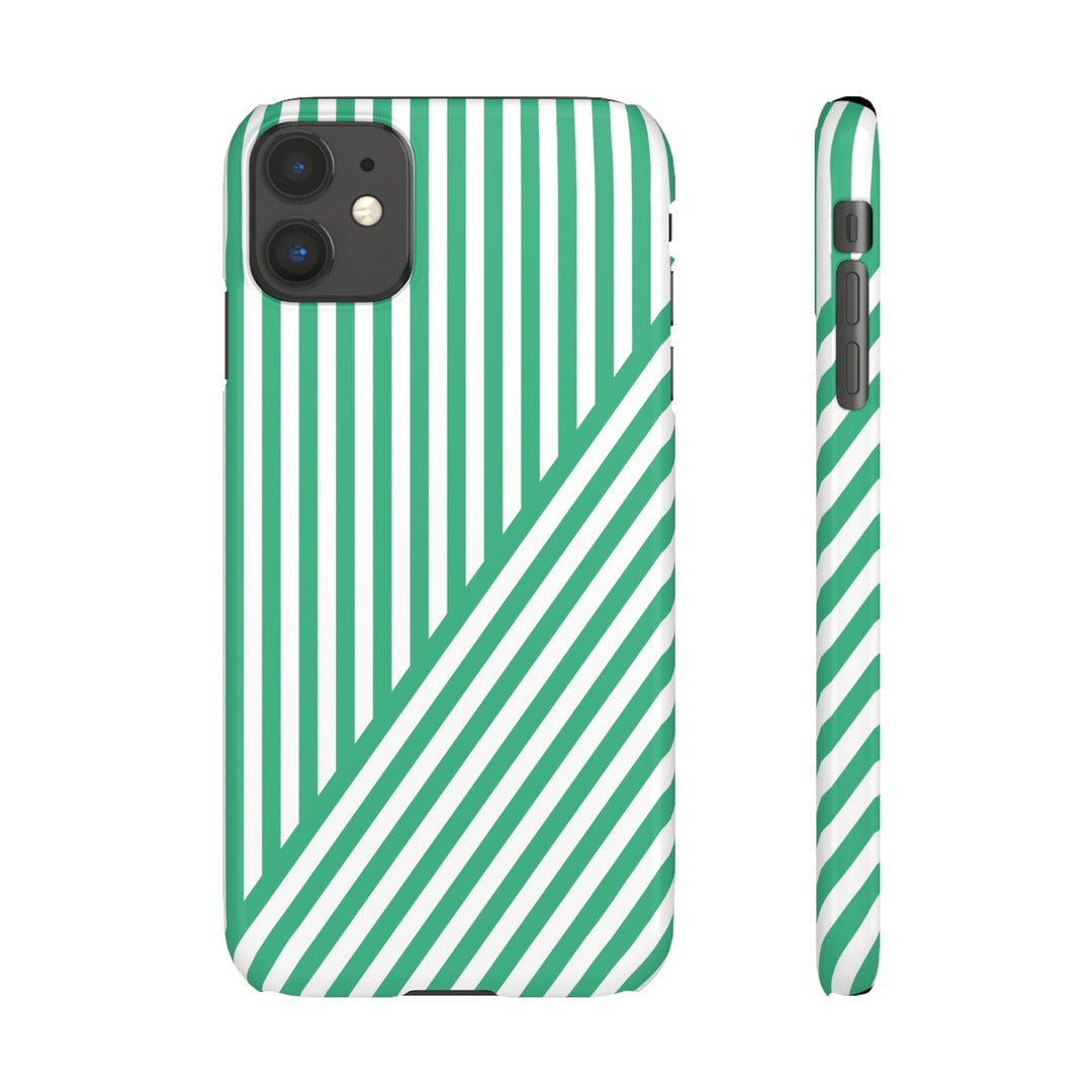 Aesthetic Emerald Stripes Cute Phone Case Sleek Snap - For iPhone 17 Pro Max iPhone 16 Pro iPhone 15 Iphone 14 Plus 13 Pro 12 11 10 Gift