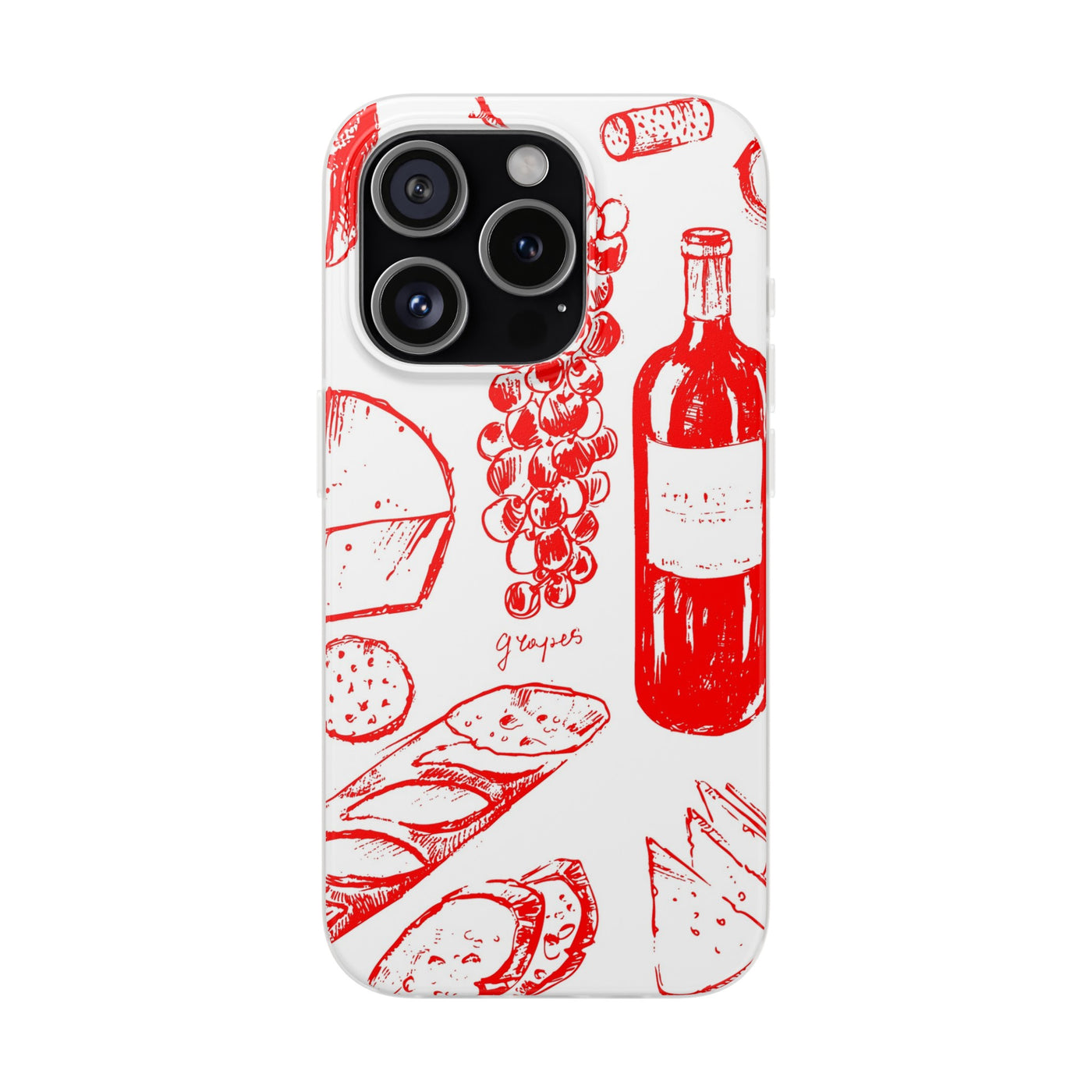 Cute Flexi Phone Cases, French Food Wine Red, Compatible with Samsung Galaxy S23, Samsung S22, Samsung S21, Samsung S20, Galaxy S20 Ultra