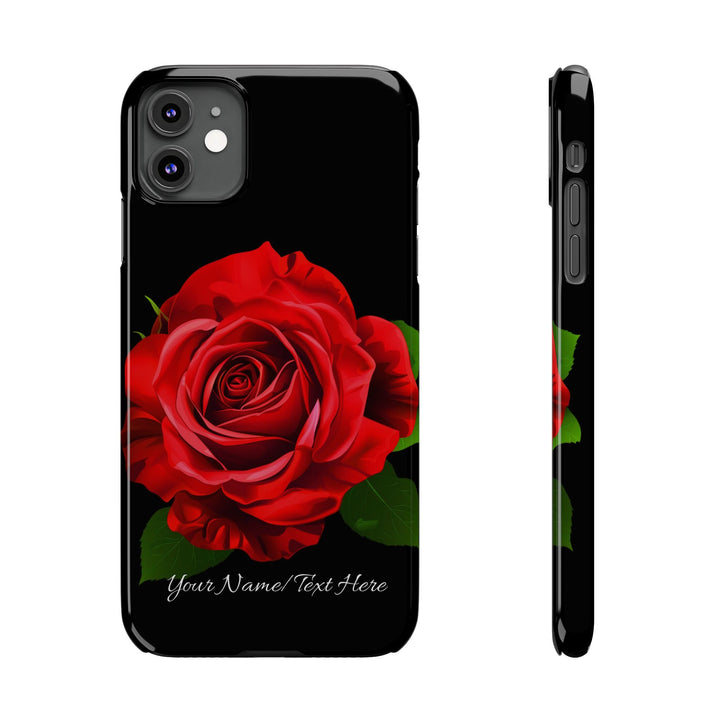 Slim Custom Personalized Red Rose Flowers Gift for Her Cute Phone Cases for Iphone 16 Pro Max | iPhone 15 Case | iPhone 15 Pro Max Case, Iphone 14, Iphone 14 Pro Max, Iphone 13 12 11 8 7 - Studio40ParkLane