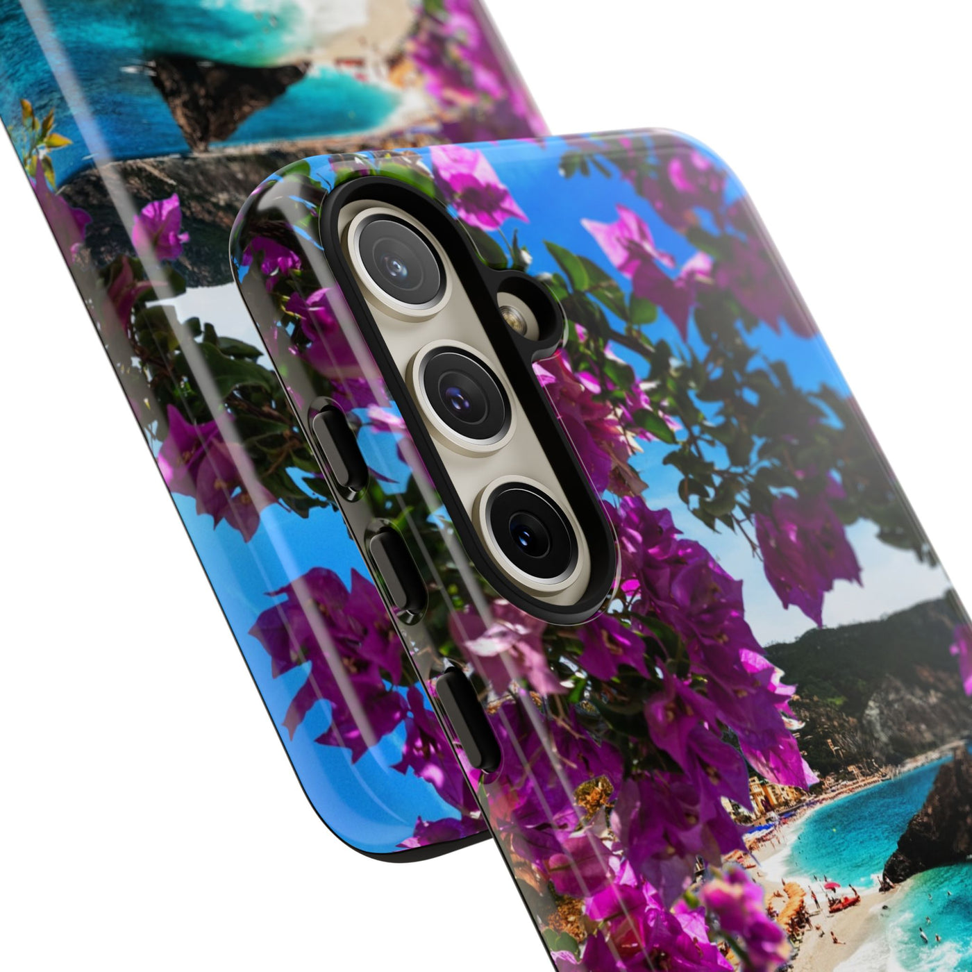 Impact Resistant, Bougainvillea Seaview, Cute Phone Cases for Samsung S24, S23, S22, S21, IPhone 15 pro Iphone 14 pro Iphone 13 IPhone 12 Iphone 11