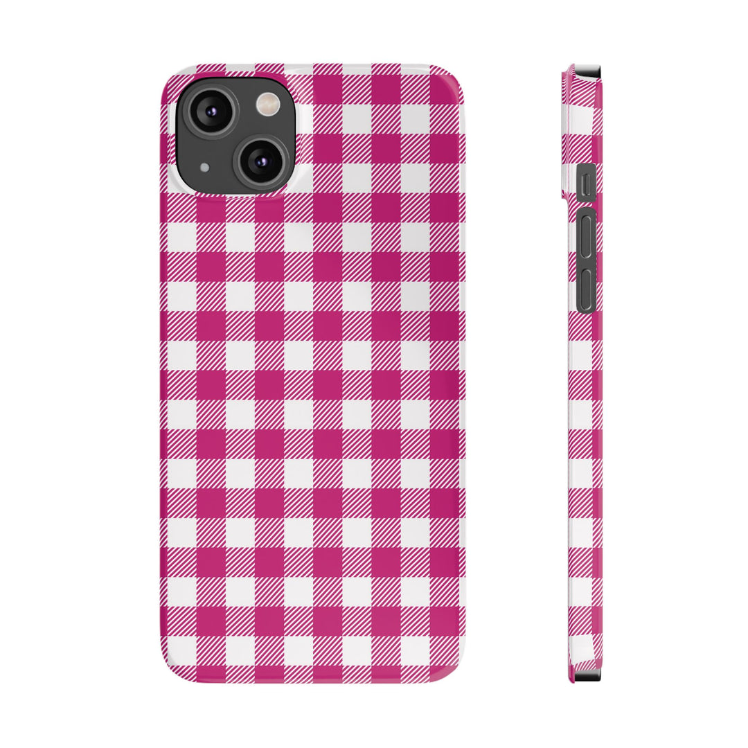 Slim Pink Gingham Gift for Her Cute Phone Cases for Iphone 16 Pro Max | iPhone 15 Case | iPhone 15 Pro Max Case, Iphone 14, 13, 12, 11, 10, 8, 7 - Studio40ParkLane
