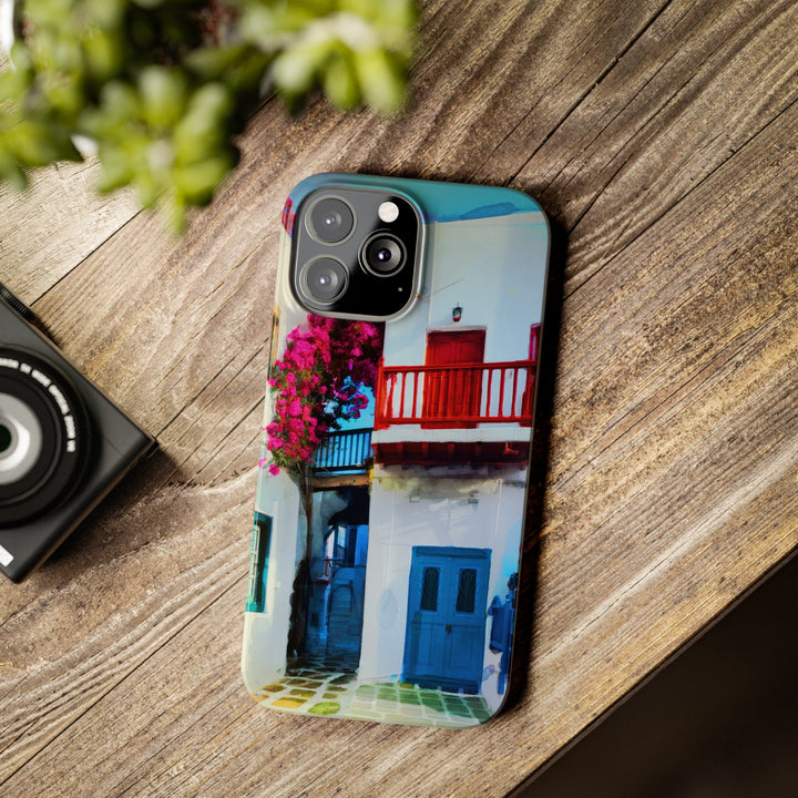 Slim Cute Phone Cases for Iphone | iPhone 15 Case | iPhone 15 Pro Max Case, Iphone 14, Iphone 14 Pro Max, Iphone 13, Colorful Greek Alley Watercolor - Studio40ParkLane