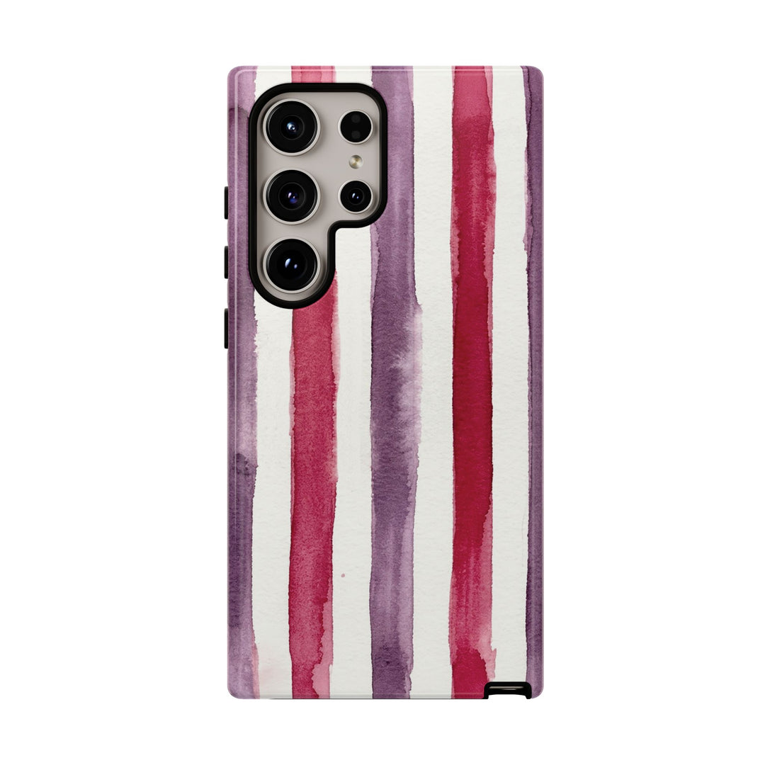Tough Cute Wine Red Purple Stripes Phone Case, for IPhone 17 Pro Max | Iphone 17 Air, Iphone 16, IPhone 15, 14 13 12, Samsung Galaxy S26, S25, S24, S23 - Studio40ParkLane
