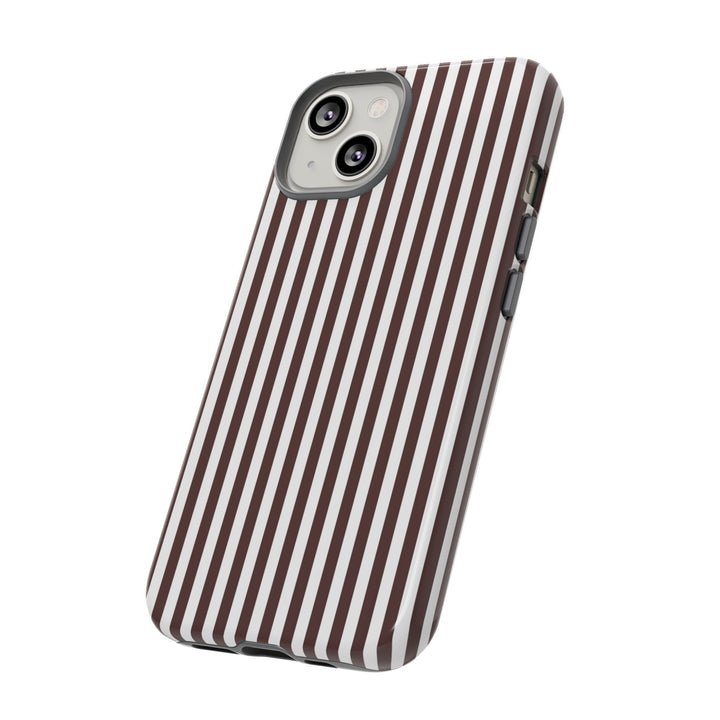 Tough Premium Brown Stripes Phone Case Gift for Her - For Apple iPhone 16 Pro Max 16e iPhone 15 Pro iPhone Iphone 14 Plus 13 Pro 12 SE XR - Studio40ParkLane