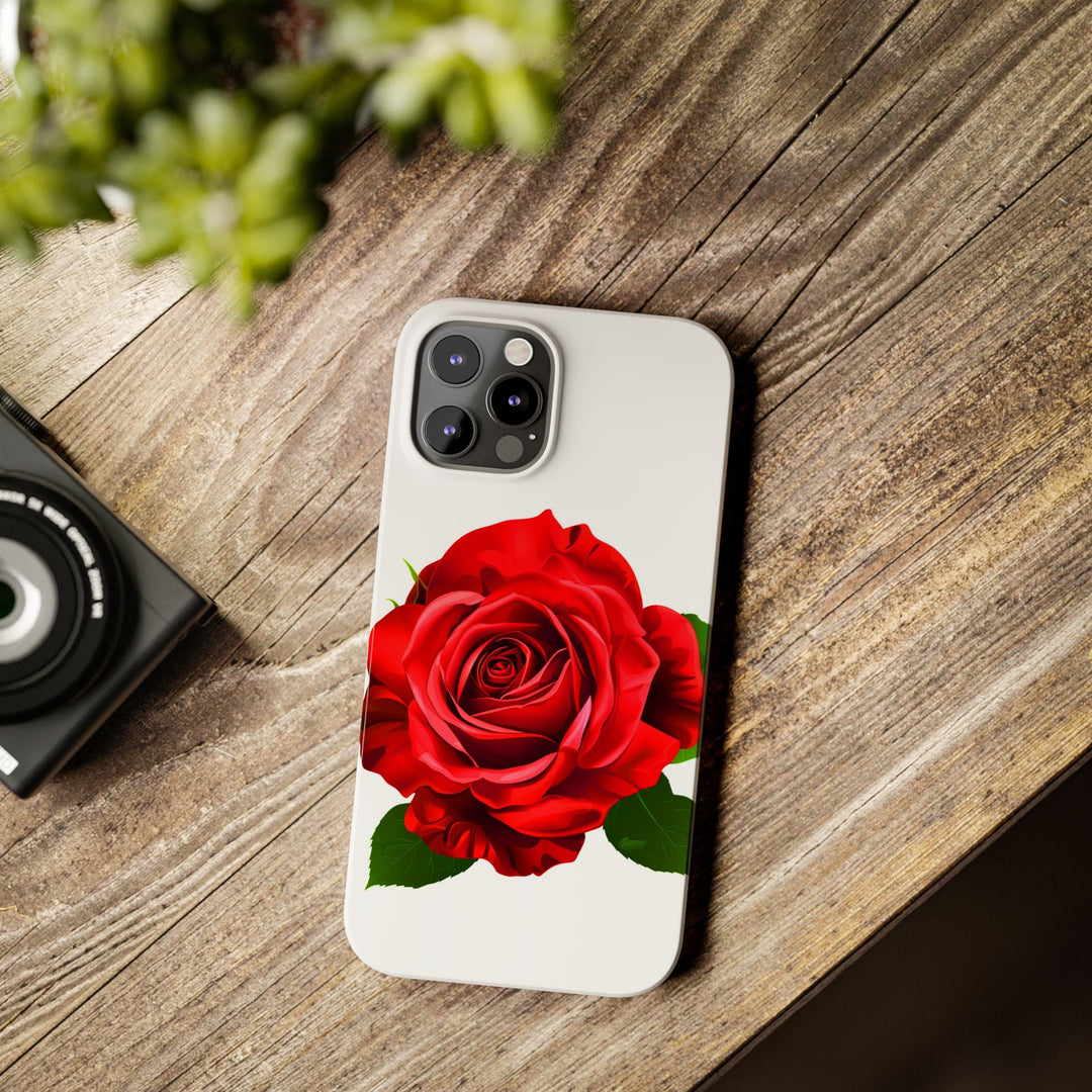 Slim Red Rose Flowers Gift for Her Cute Phone Cases for Iphone 16 Pro Max | iPhone 15 Case | iPhone 15 Pro Max Case, Iphone 14, Iphone 14 Pro Max, Iphone 13 12 11 8 7 - Studio40ParkLane