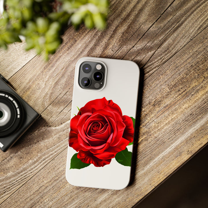Slim Red Rose Flowers Gift for Her Cute Phone Cases for Iphone 16 Pro Max | iPhone 15 Case | iPhone 15 Pro Max Case, Iphone 14, Iphone 14 Pro Max, Iphone 13 12 11 8 7 - Studio40ParkLane