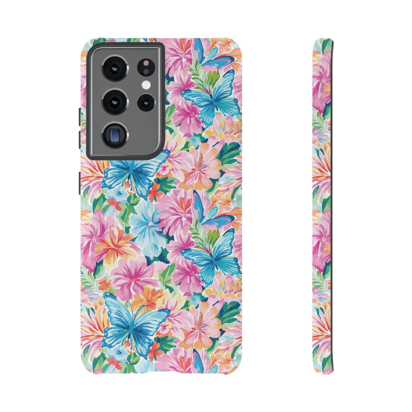 Premium Tough Butterflies Flowers Cute Phone Cases for Samsung S24, S23, S22, S21, S20, Plus and Ultra, Iphone 16 Pro Max,15, 14, 13, 12, 11, 10